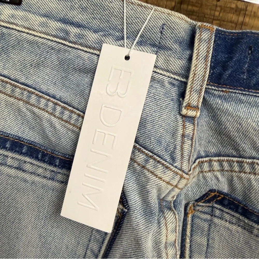 EB Denim jeans Unraveled Two Newport frayed high-rise straight-leg Flares 28